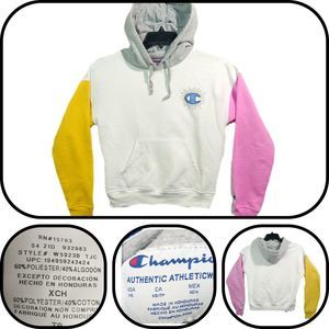 Champion Womens XS Celestial Sunburst Logo Relaxed Colorblock Hoodie